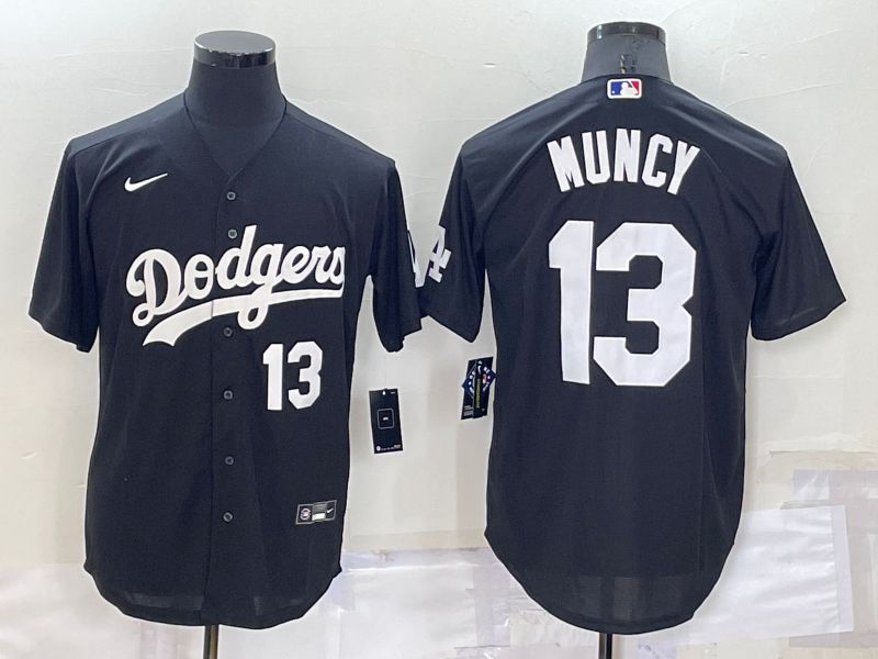 Men Los Angeles Dodgers #13 Muncy Black Inversion Nike 2022 MLB Jersey